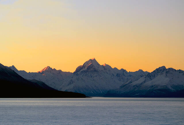 Photograph of calm, dawn, dusk.